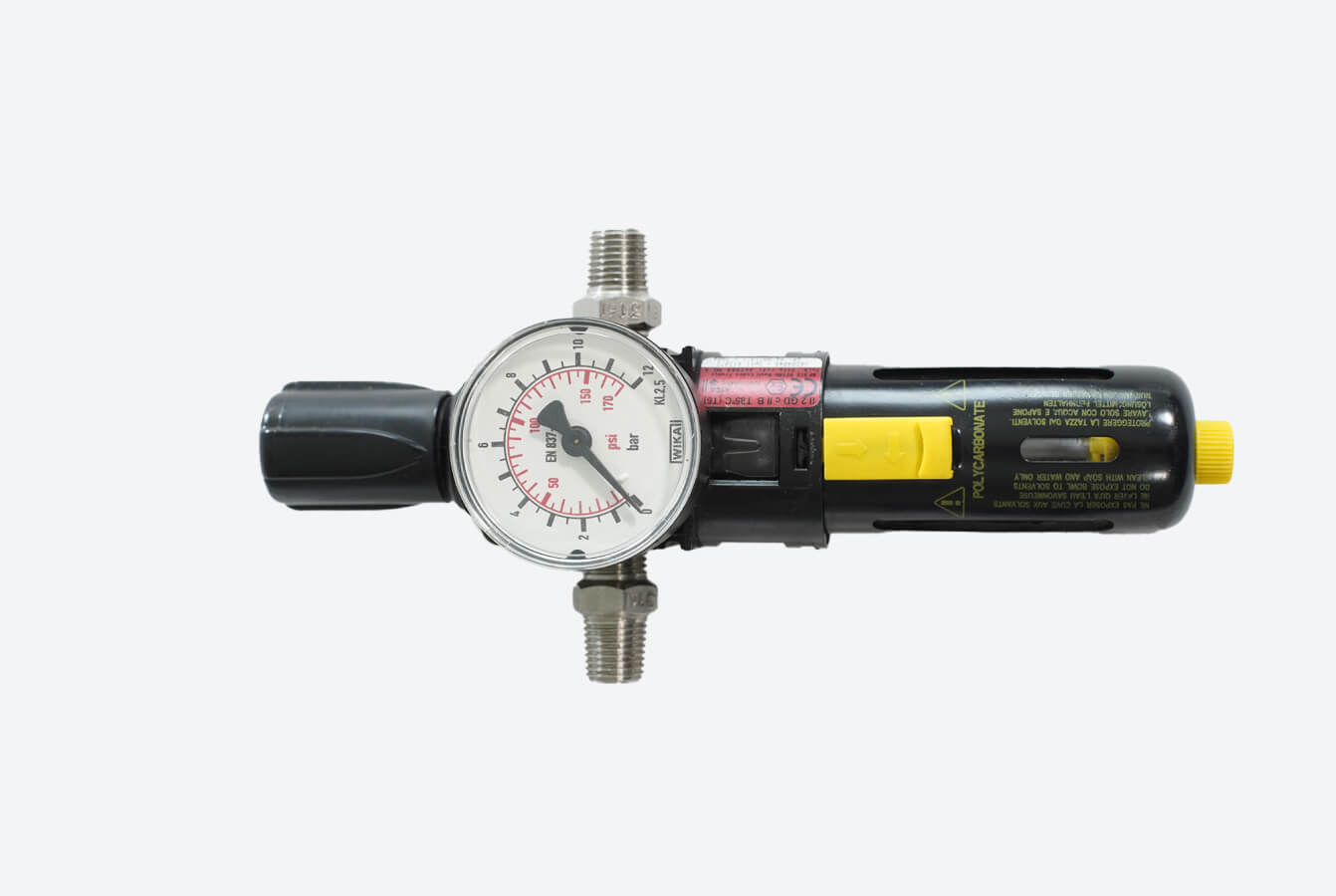 Air filter regulator with pressure gauge